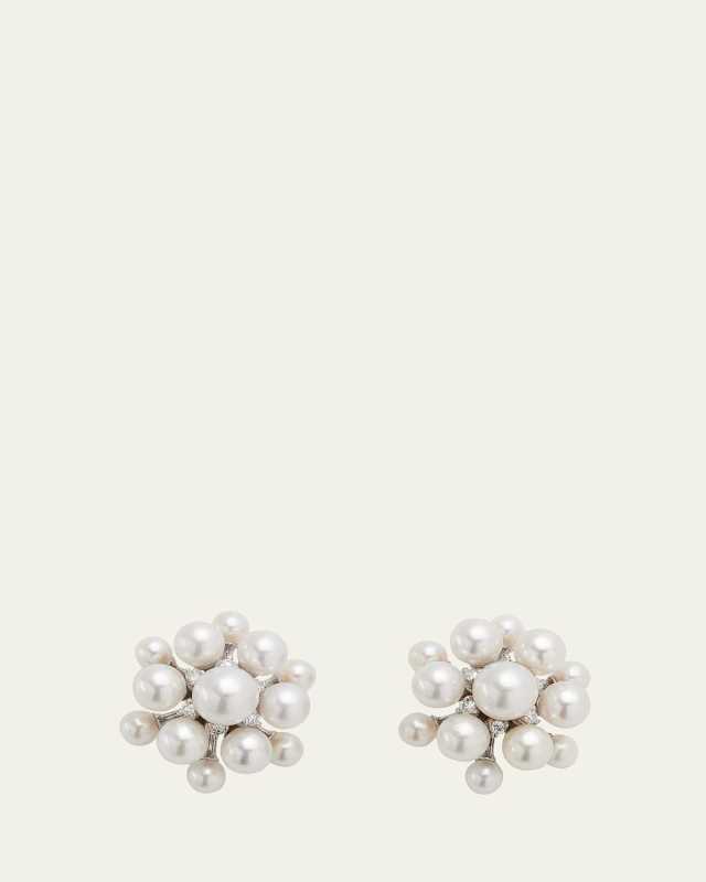 18k White Gold Pearl & Diamond Orbit Earrings